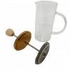Cafetera Embolo vidrio con tapa y manija de bambu