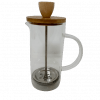 Cafetera Embolo vidrio con tapa y manija de bambu