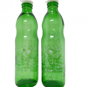 Botella 1 litro con tapon plastico vidrio verde