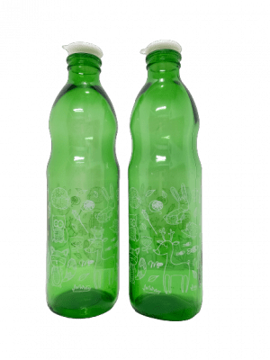 Botella 1 litro con tapon plastico vidrio verde