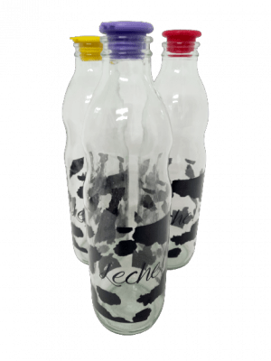 Botella vidrio 1 litro. Diseño para leche