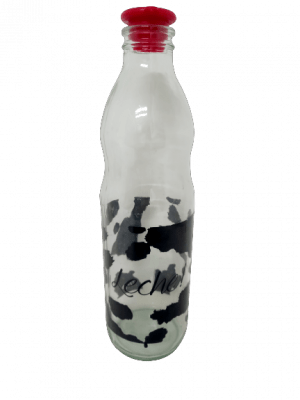 Botella vidrio 1 litro. Diseño para leche