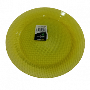 Plato Postre vidrio Trendy color amarillo Rigolleau