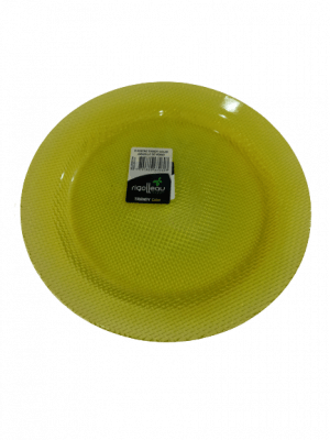 Plato Postre vidrio Trendy color amarillo Rigolleau