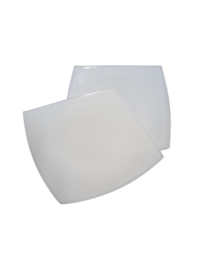 Plato postre cuadrado Vidrio templado blanco 20cm