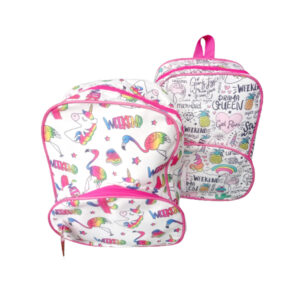 Mochila diseños estampados unicornio-flamencos