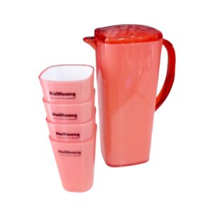 Jarra plastica con vasos color 1.2lts