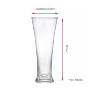 Vaso de vidrio cónico pilsner