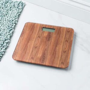 Balanza personal vidrio a pilas diseño madera