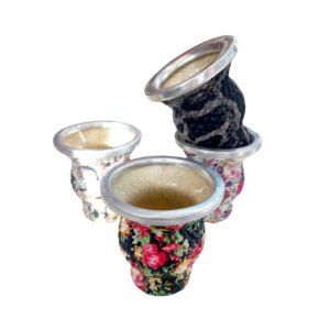 Mate de vidrio forrado alto