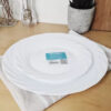 Plato postre Vidrio templado blanco diseño circular