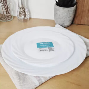 Plato postre Vidrio templado blanco diseño circular