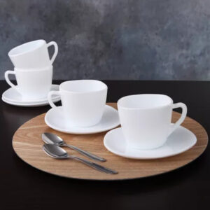 Taza con plato vidrio templado cuadrada