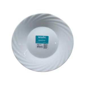 Plato hondo Vidrio templado blanco diseño circular