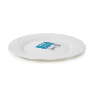 Plato postre Vidrio templado blanco diseño circular
