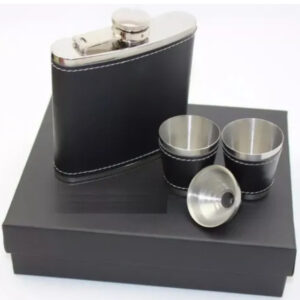 Set Petaca wiskera licorera acero inoxidable + vasos