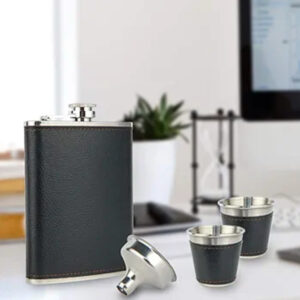Set Petaca wiskera licorera acero inoxidable + vasos