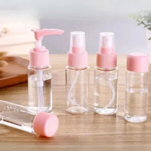 Neceser Kit Viaje 5 Frascos Dosificador Cosmeticos Recargable