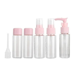 Neceser Kit Viaje 5 Frascos Dosificador Cosmeticos Recargable