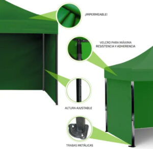 Gazebo plegable metalico grande 3 paredes ciegas