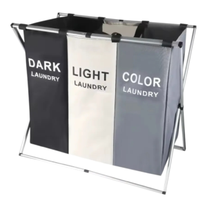 Cesto Canasto Simple Triple Laundry Ropa Sucia Tela-aluminio