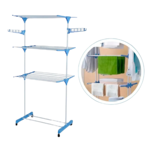 Tendedero Vertical Plegable 3 Niveles Ruedas Y Alas