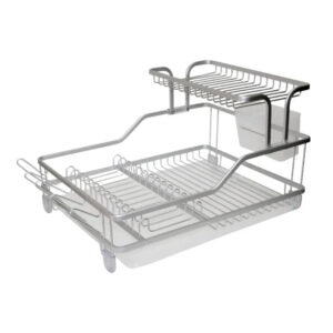 Escurridor Secaplatos Aluminio 2 Pisos Antióxido Premium Plateado