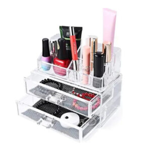 Organizador Maquillaje Acrílico 2 Piezas Porta Cosméticos Transparente