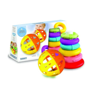 Set 2 En 1 Pelota Con Sonajero + Anillos Apilables duravit